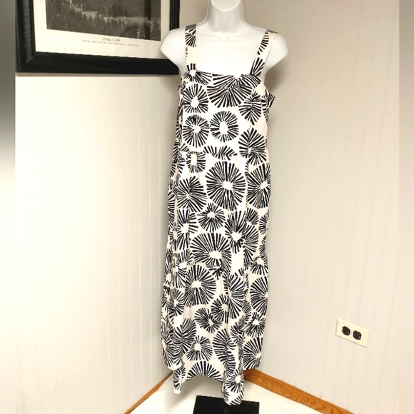 Loft (Firework) Maxi Tiered Linen Blend Square Neckline Sundress Size XS - Picture 7 of 9